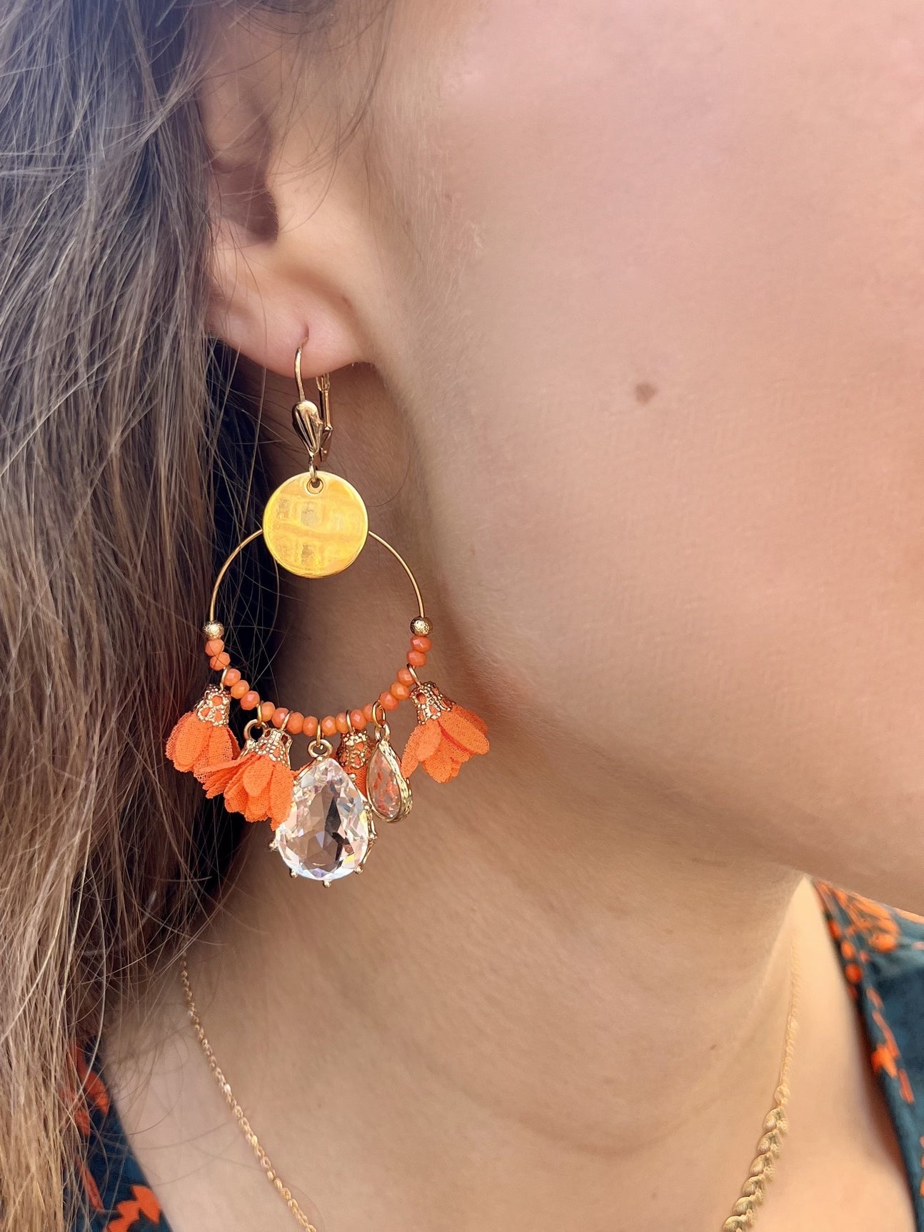 Dormeuses acier doré Bali ORANGE