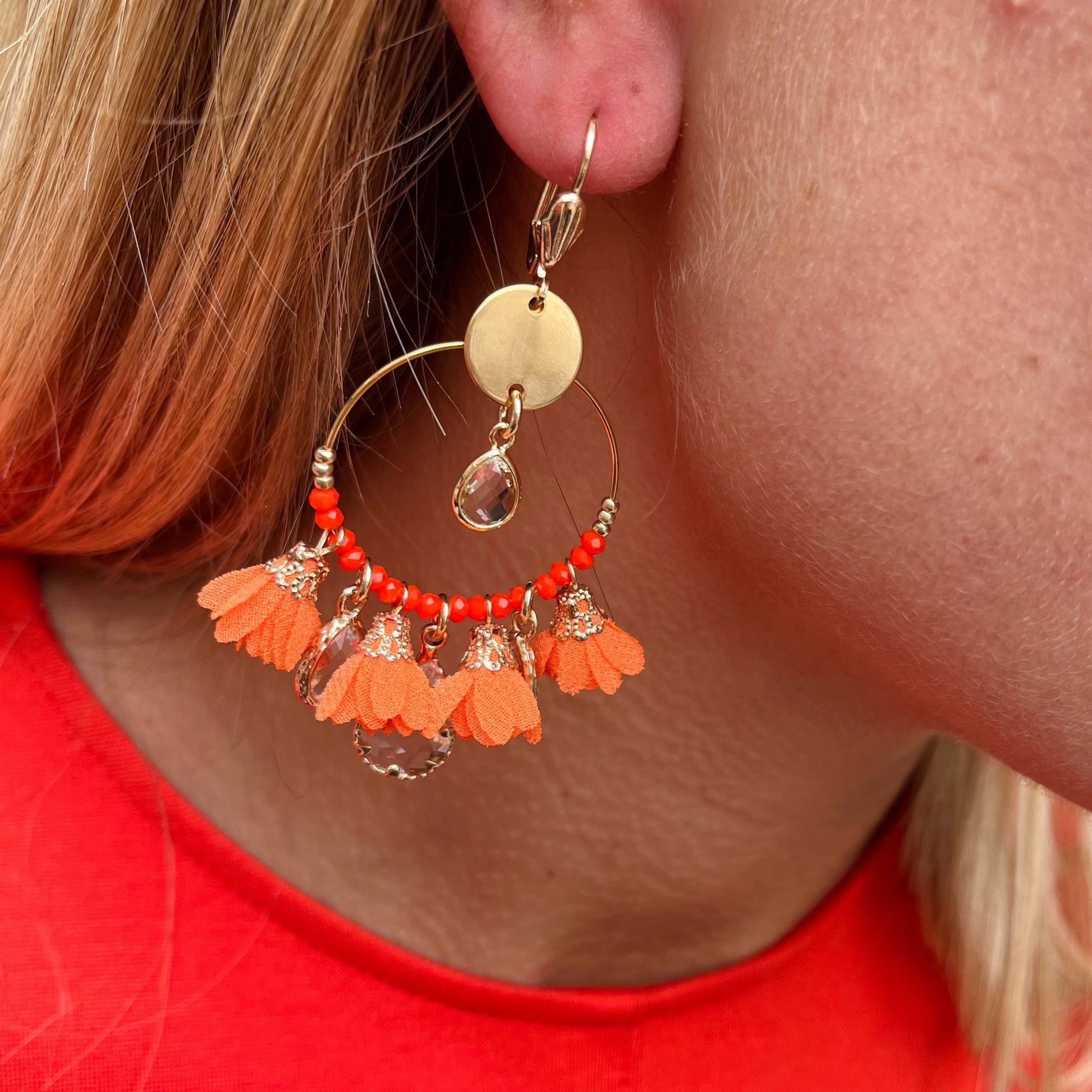 Dormeuses acier doré Bali ORANGE