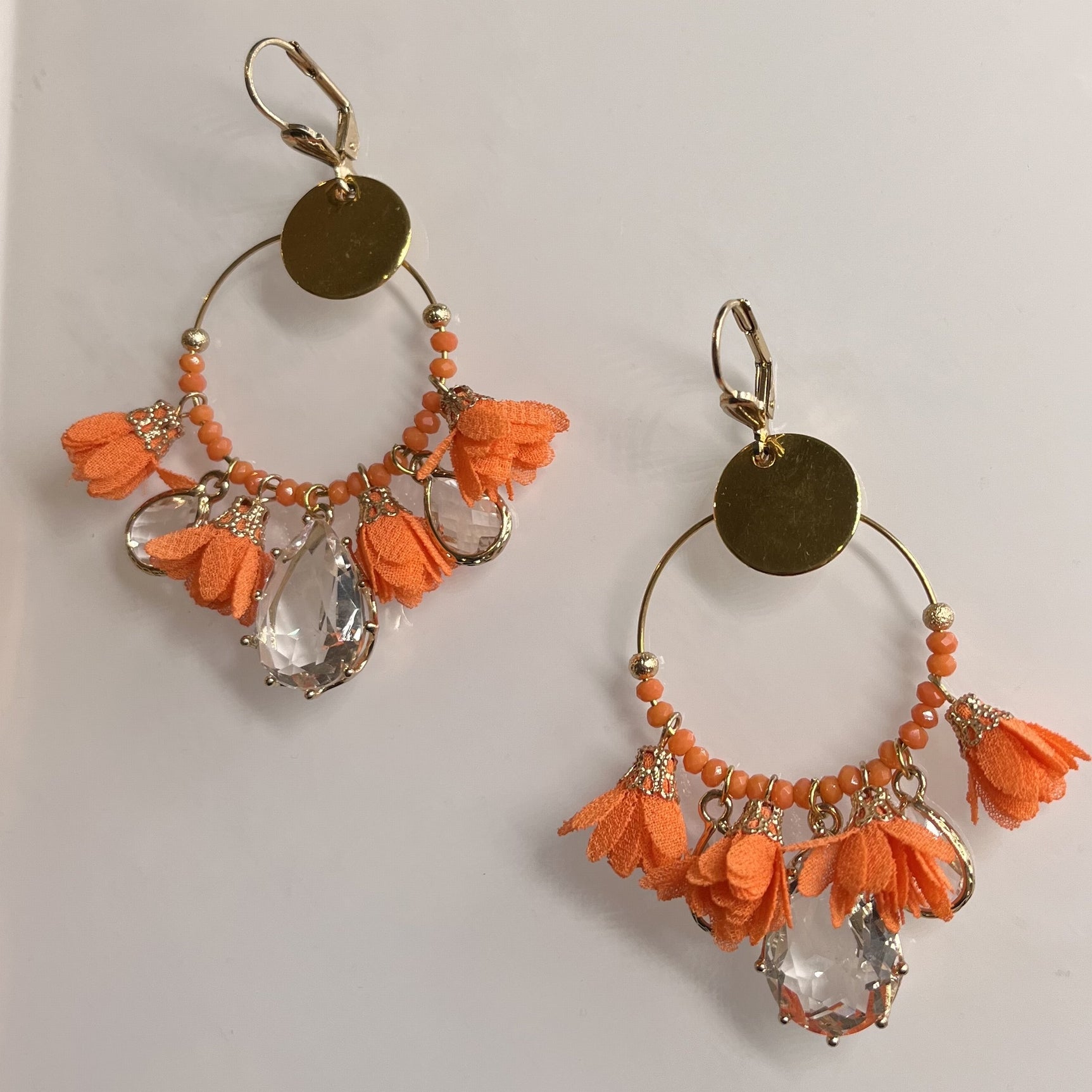 Dormeuses acier doré Bali ORANGE