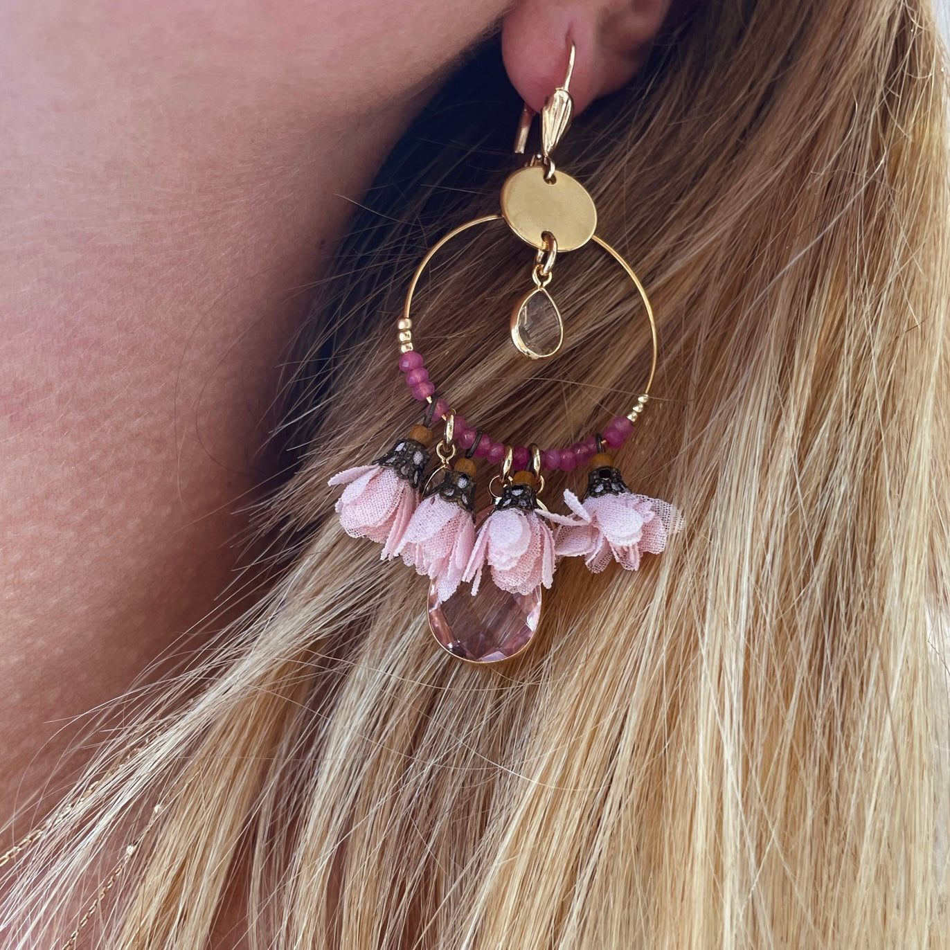 Dormeuses acier doré Bali ROSE