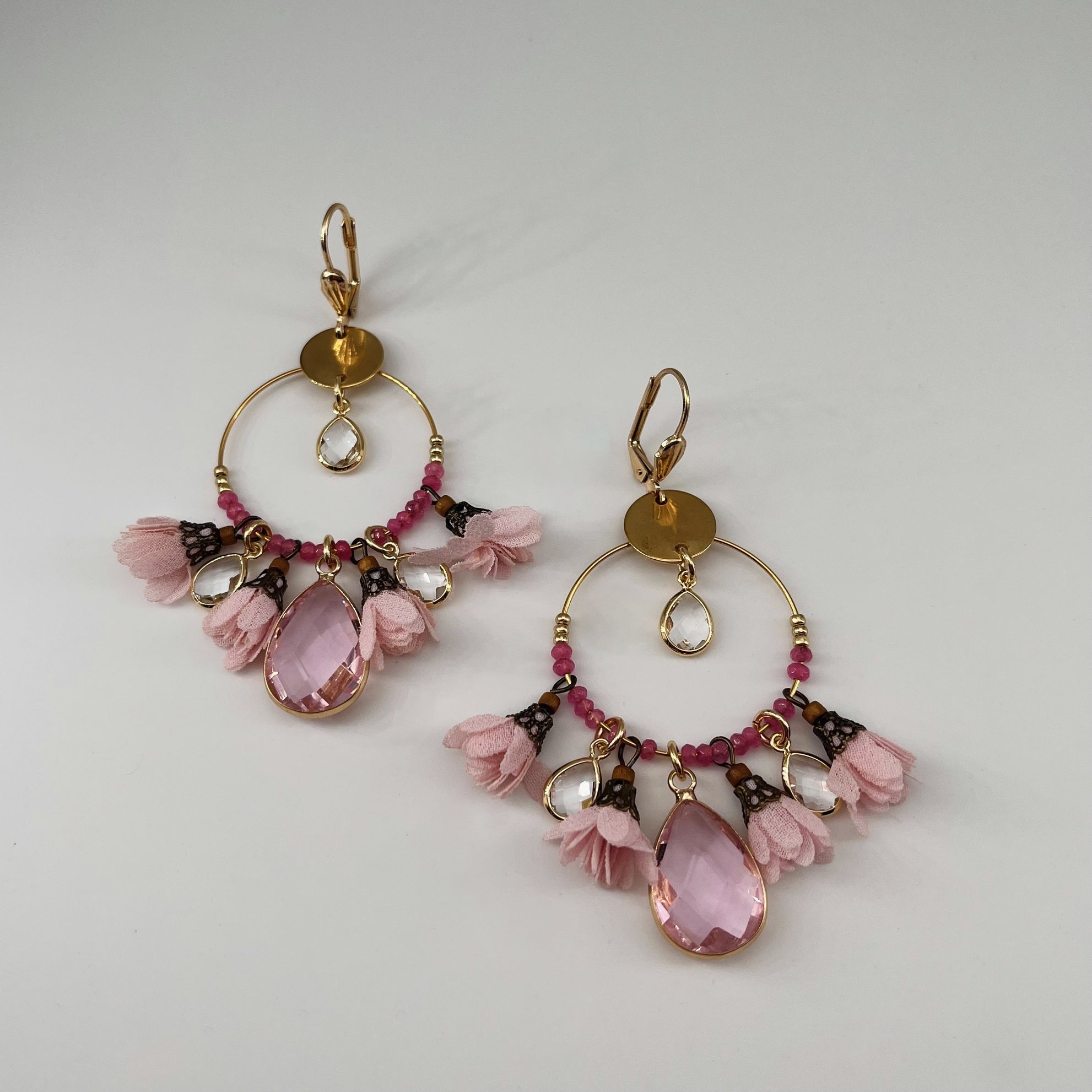 Dormeuses acier doré Bali ROSE