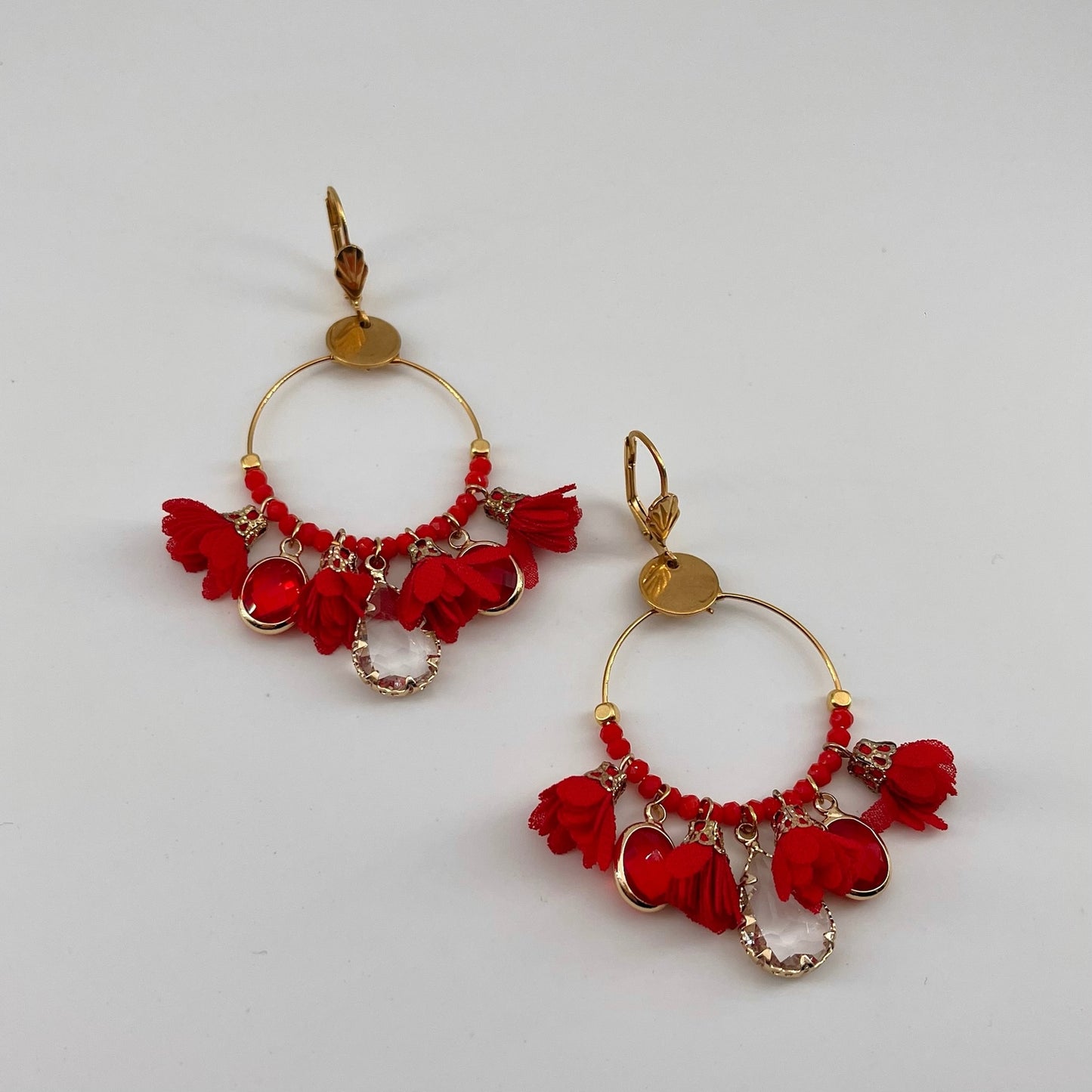 Dormeuses acier doré Bali ROUGE