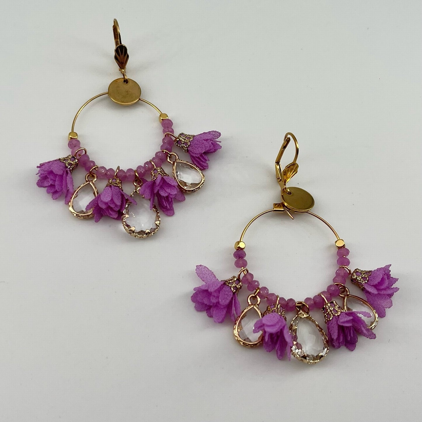 Dormeuses acier doré Bali VIOLET