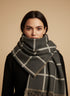 écharpe à carreaux 70x180 cm Flavie – viscose & laine GRIS FONCE/CLAIR