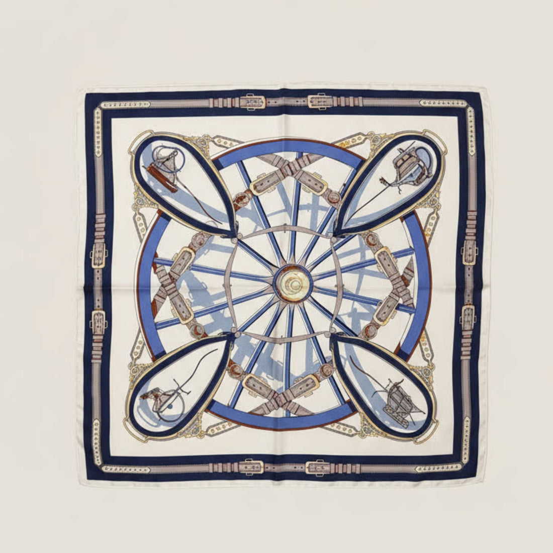 Foulard imprimé 70x70 BLEU/BLANC