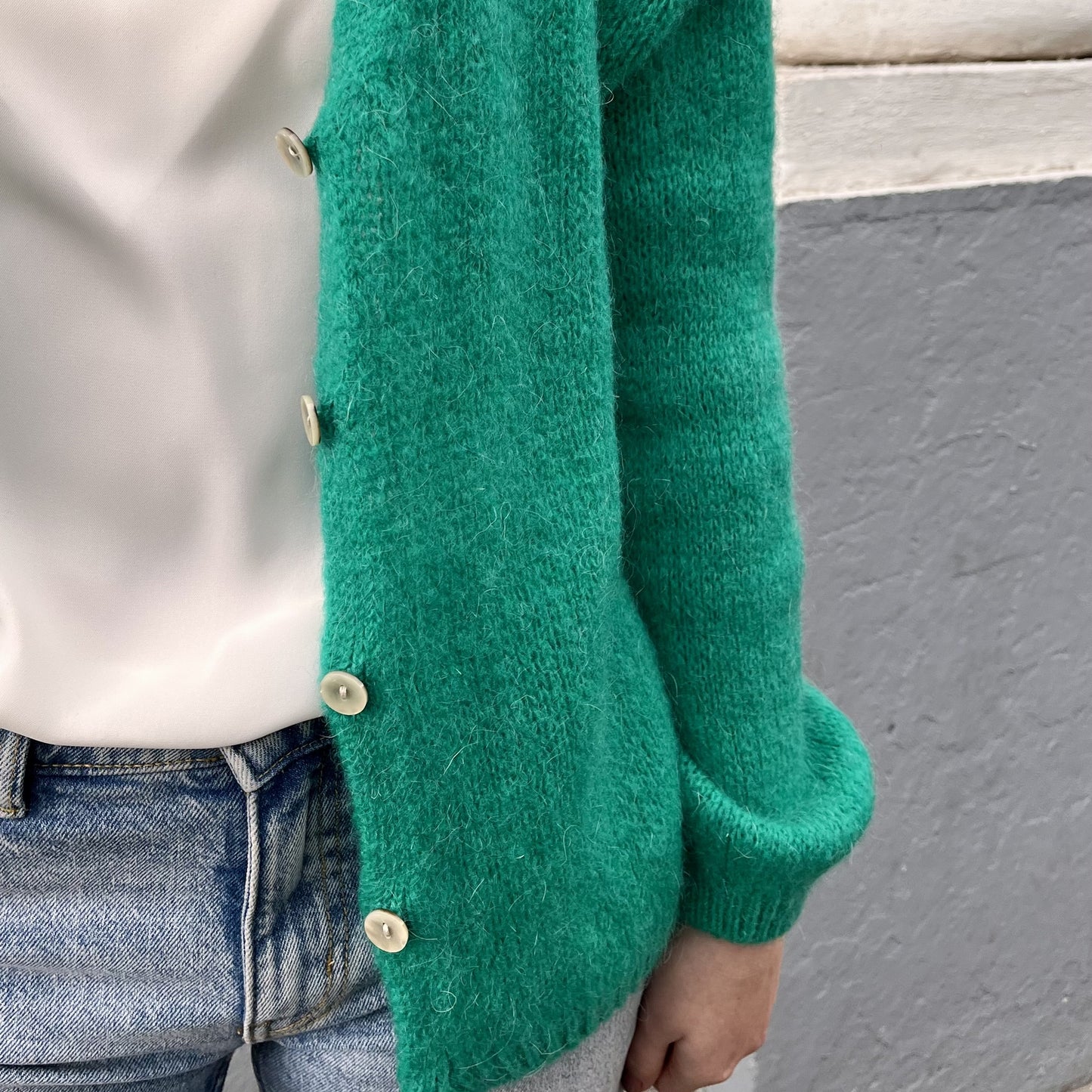 Gilet ajouré et boutons VERT BRESIL