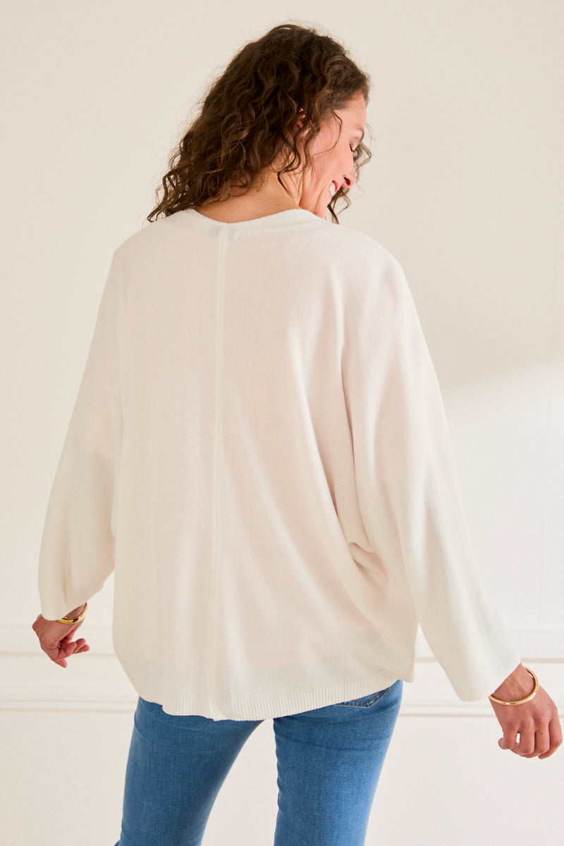 Gilet en maille douce élisa BLANC