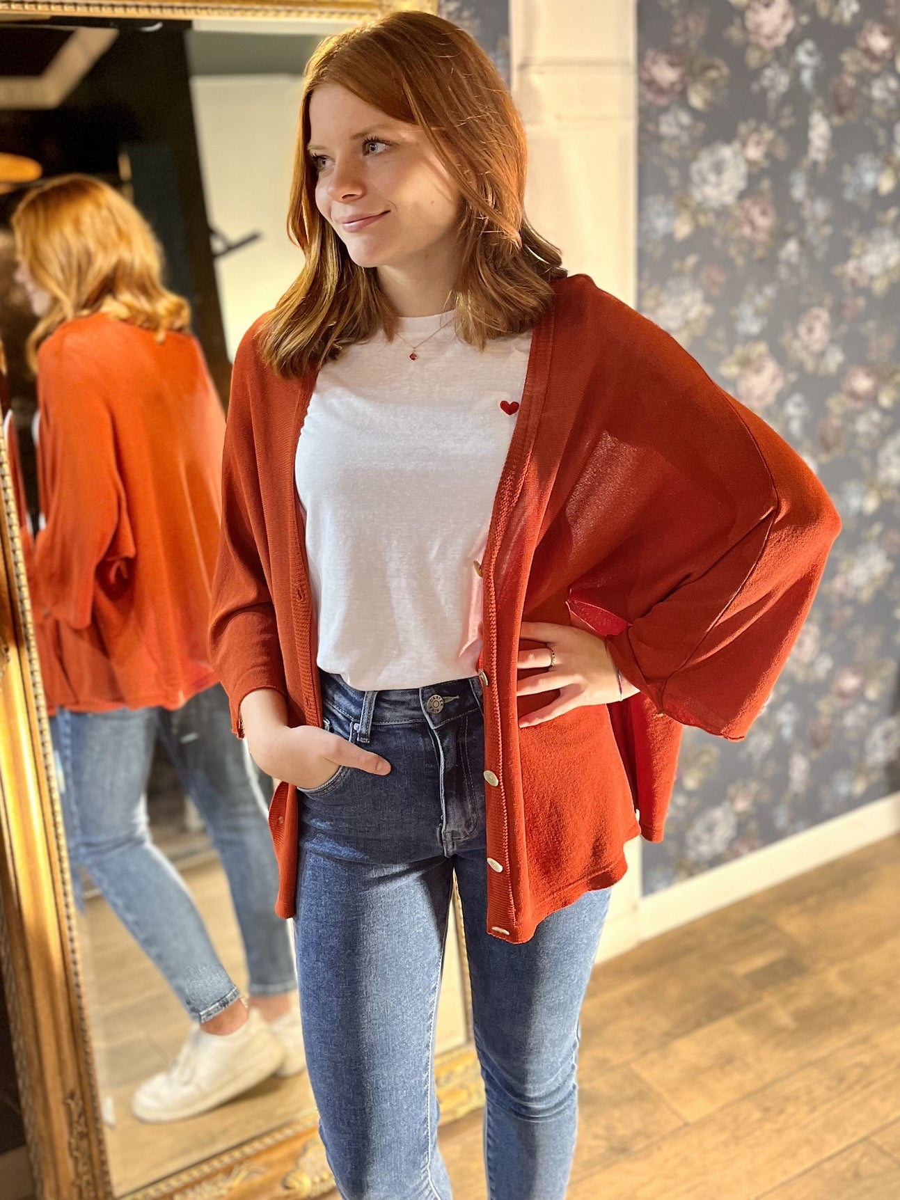 Gilet en maille fine à manche ¾ CORAIL