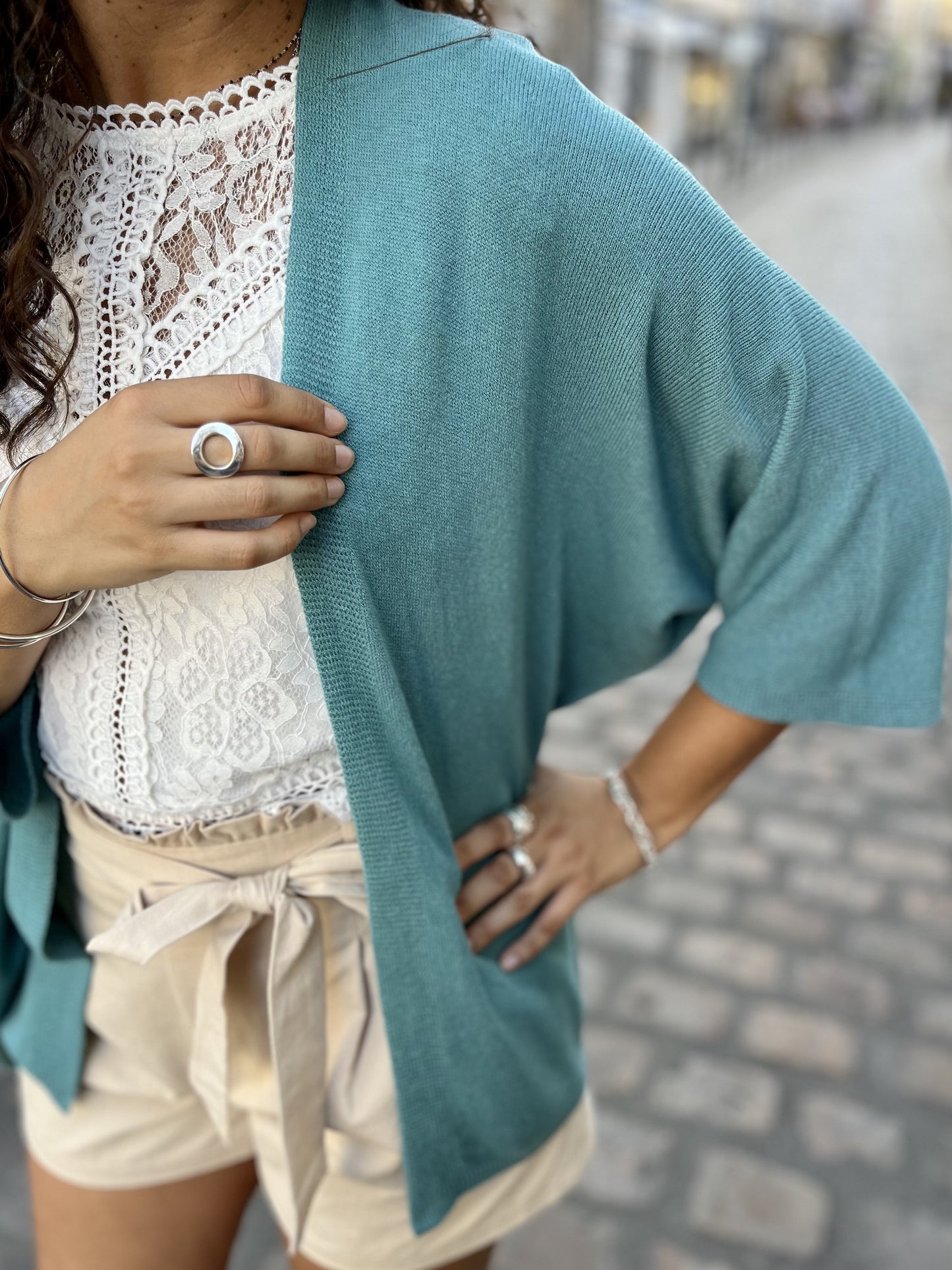 Gilet en maille fine à manche ¾ PAON