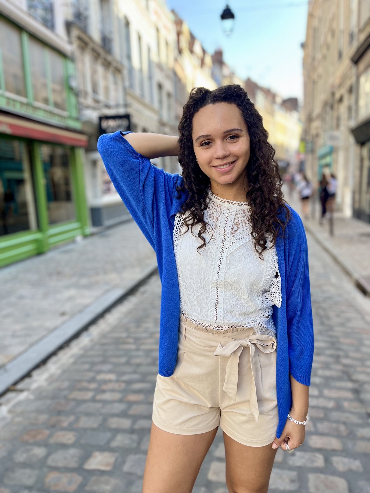 Gilet en maille fine à manche ¾ ROYAL