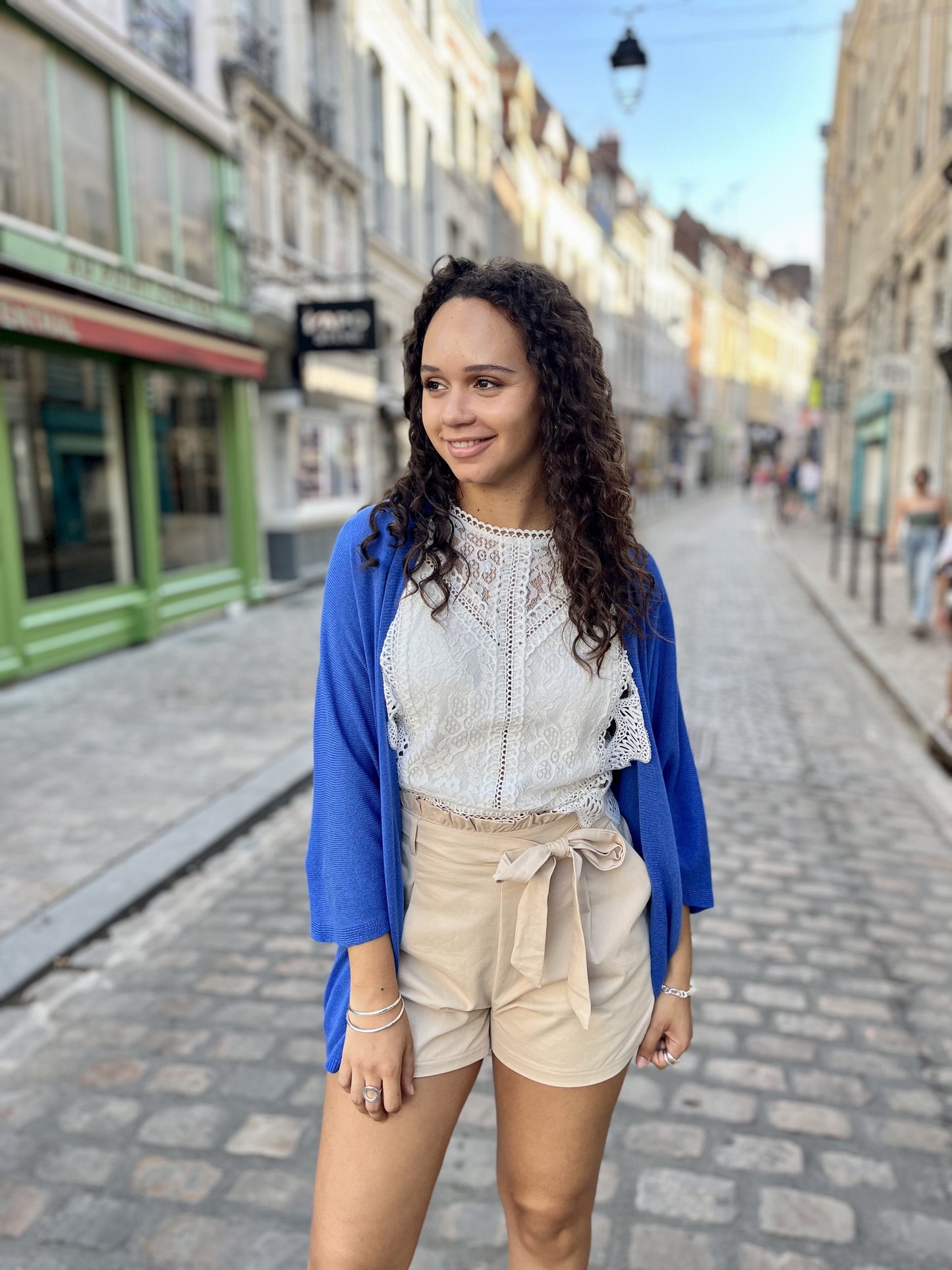 Gilet en maille fine à manche ¾ ROYAL