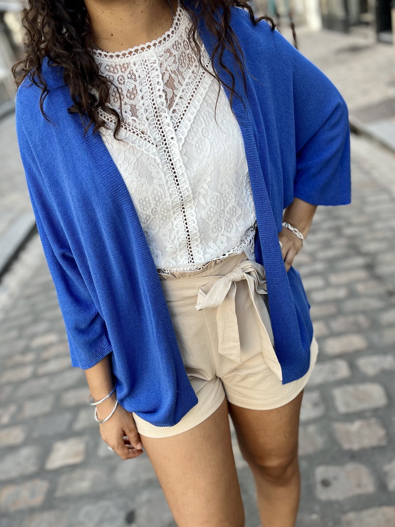 Gilet en maille fine à manche ¾ ROYAL