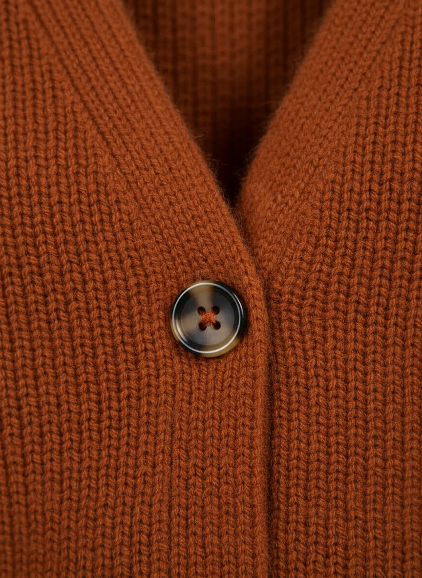 Gilet réversible maille douce Capucine - boutons marbrés TERRACOTTA