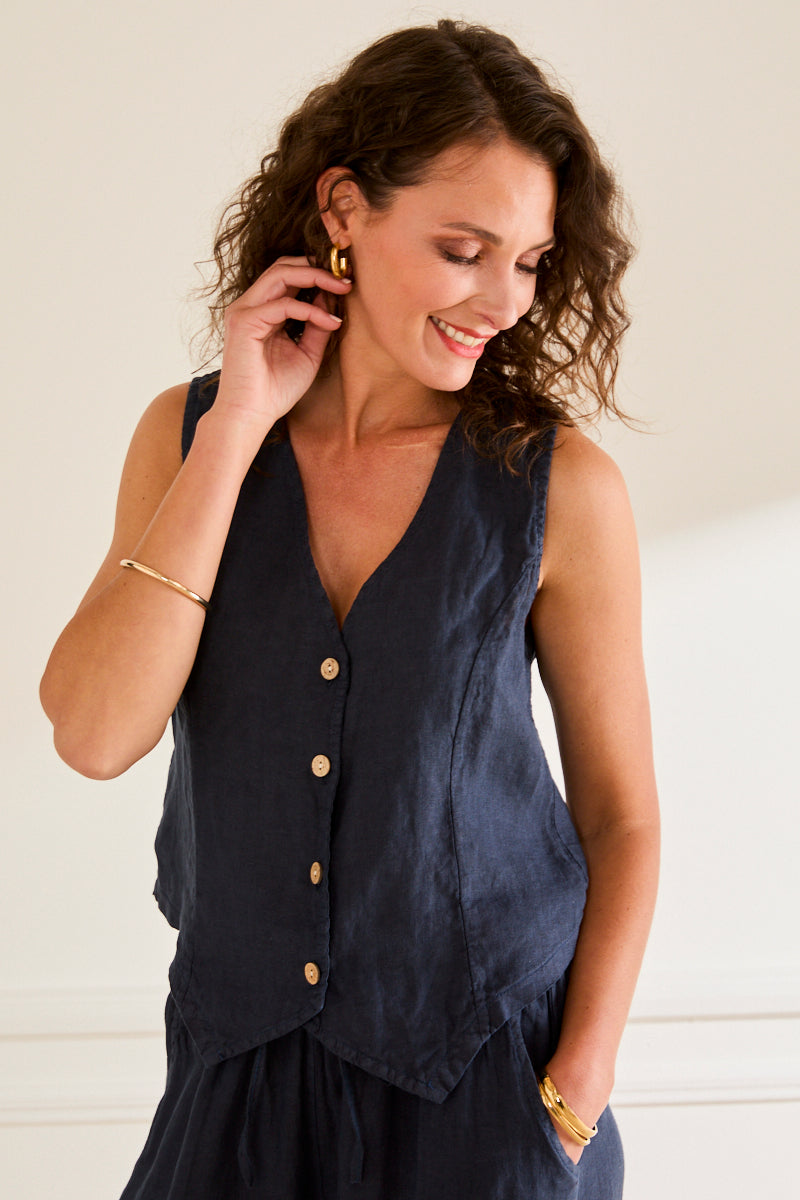Gilet sans manches en lin Noémie MARINE