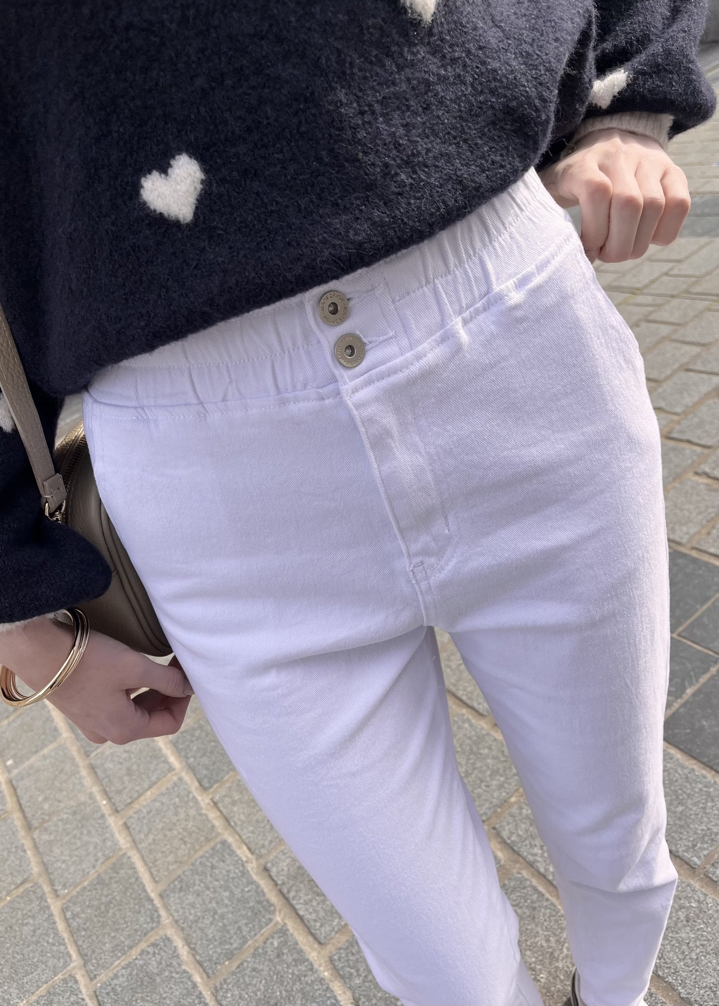 Jean coupe mom BLANC