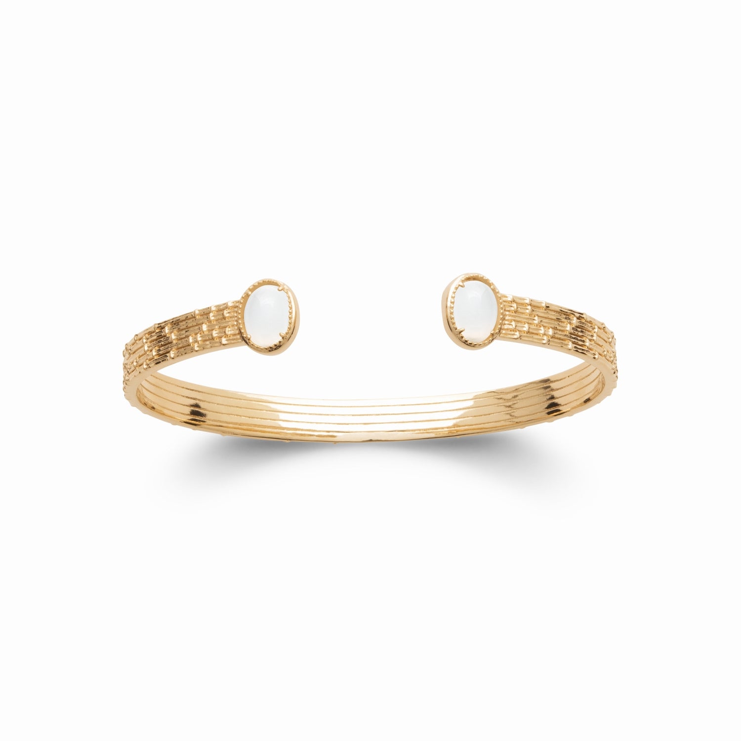 Jonc plaqué or & pierre de lune