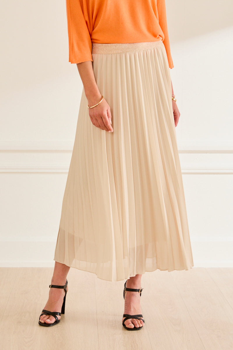 Jupe longue plissée clarisse - élégante et fluide BEIGE