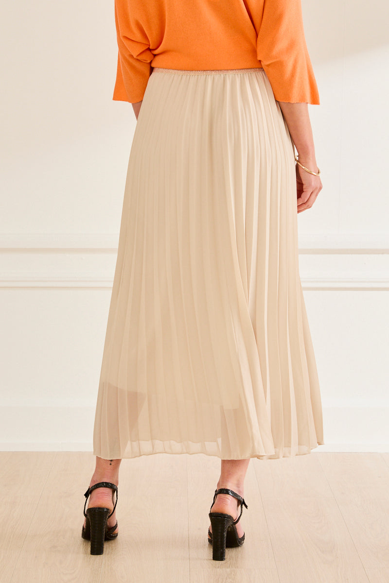 Jupe longue plissée clarisse - élégante et fluide BEIGE