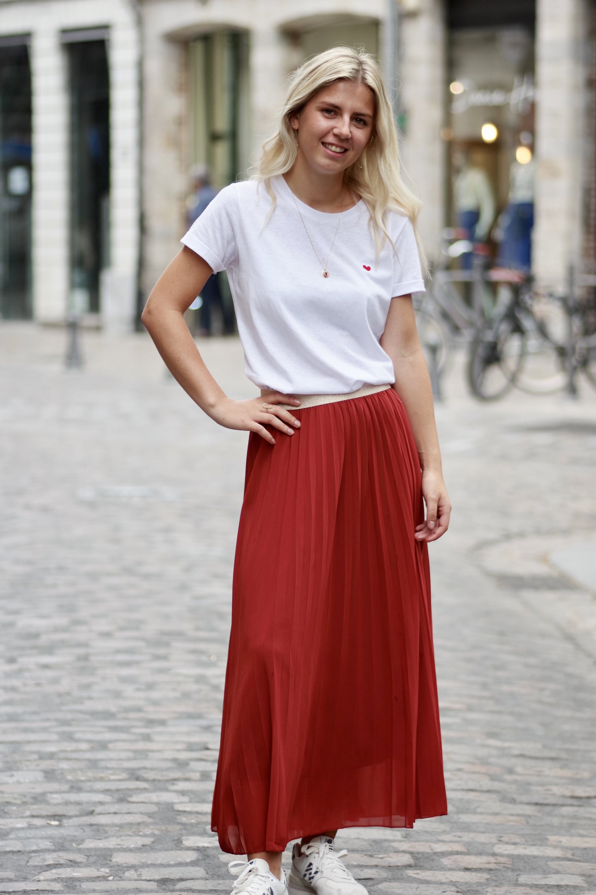 Jupe longue plissée clarisse - élégante et fluide TERRACOTTA