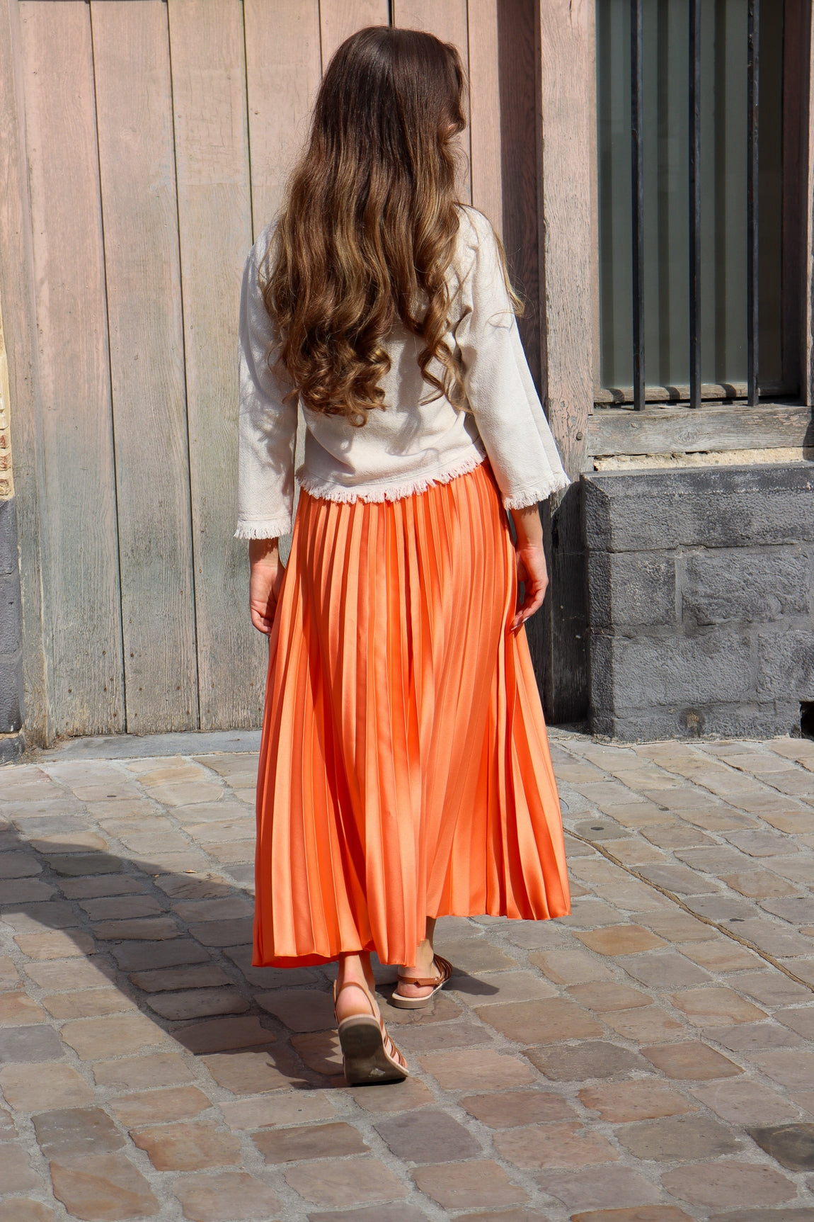Jupe longue satin méline ORANGE