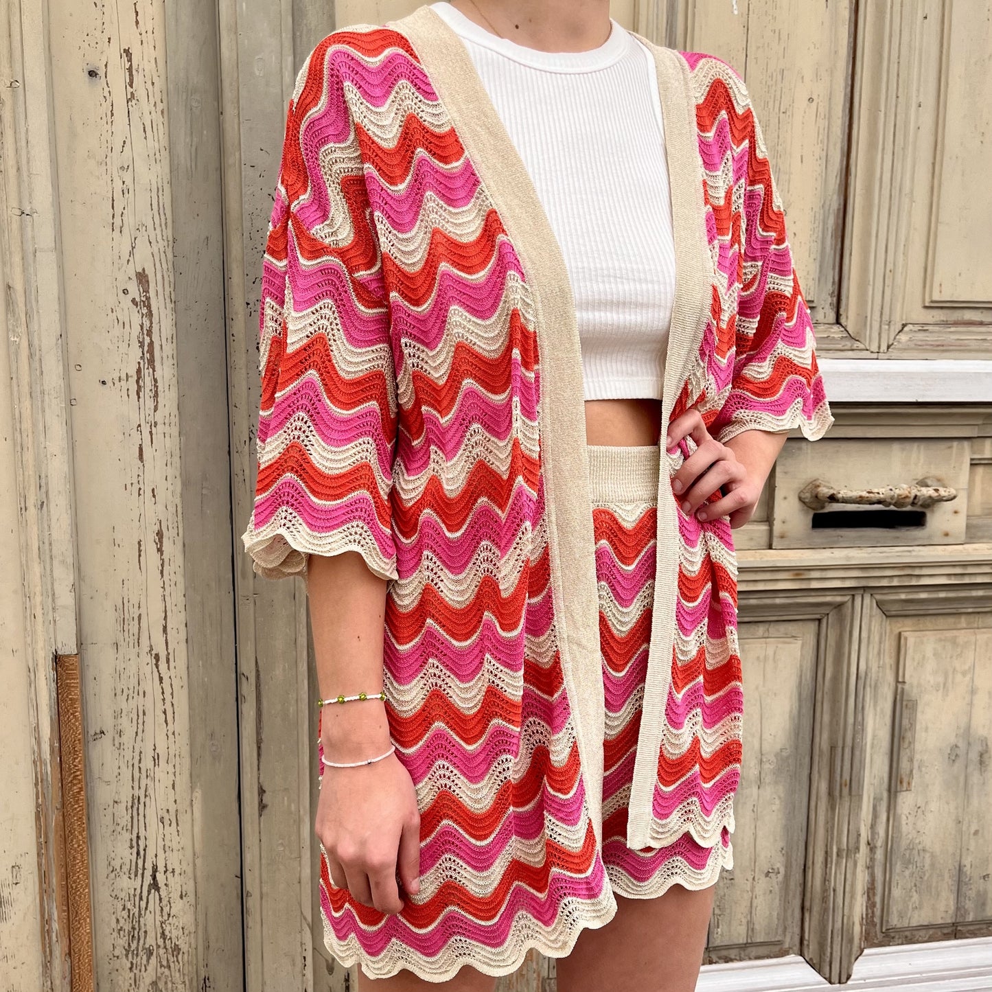 Kimono ajouré FRAMBOISE