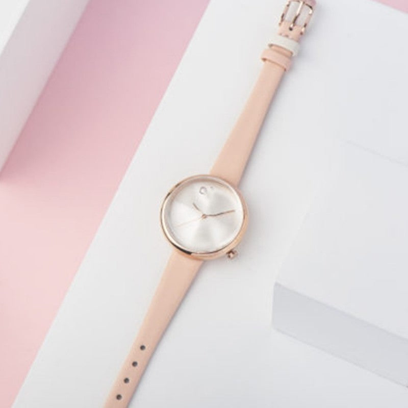 Montre tacs icicle - bracelet cuir cadran givré ROSE