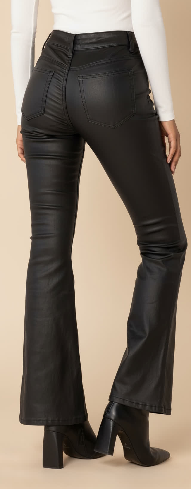 Pantalon bootcut noir huilé – coupe flatteuse NOIR