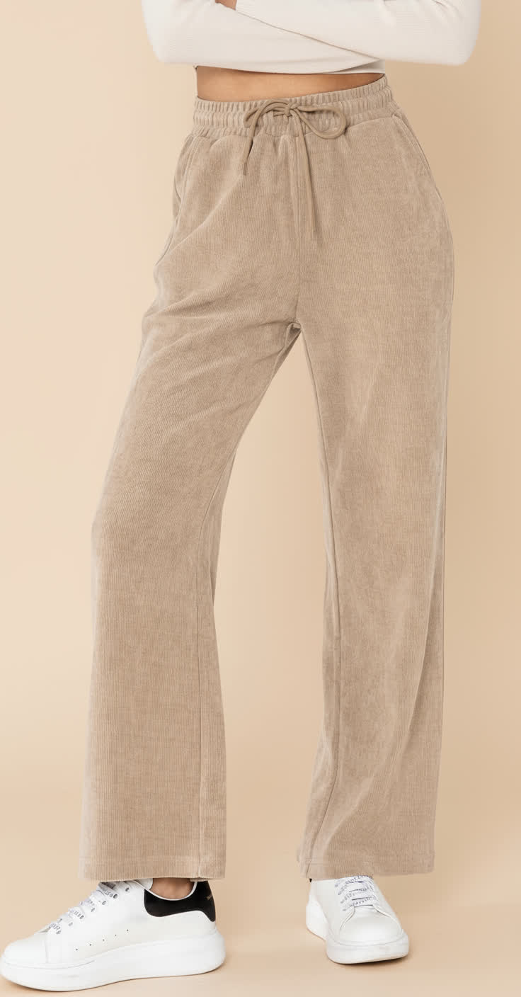 Pantalon de jogging velours - coupe large BEIGE