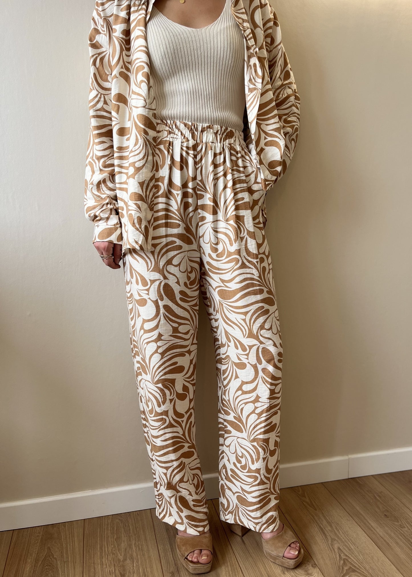 Pantalon fluide avec motifs Pantalon fluide TAUPE IMP