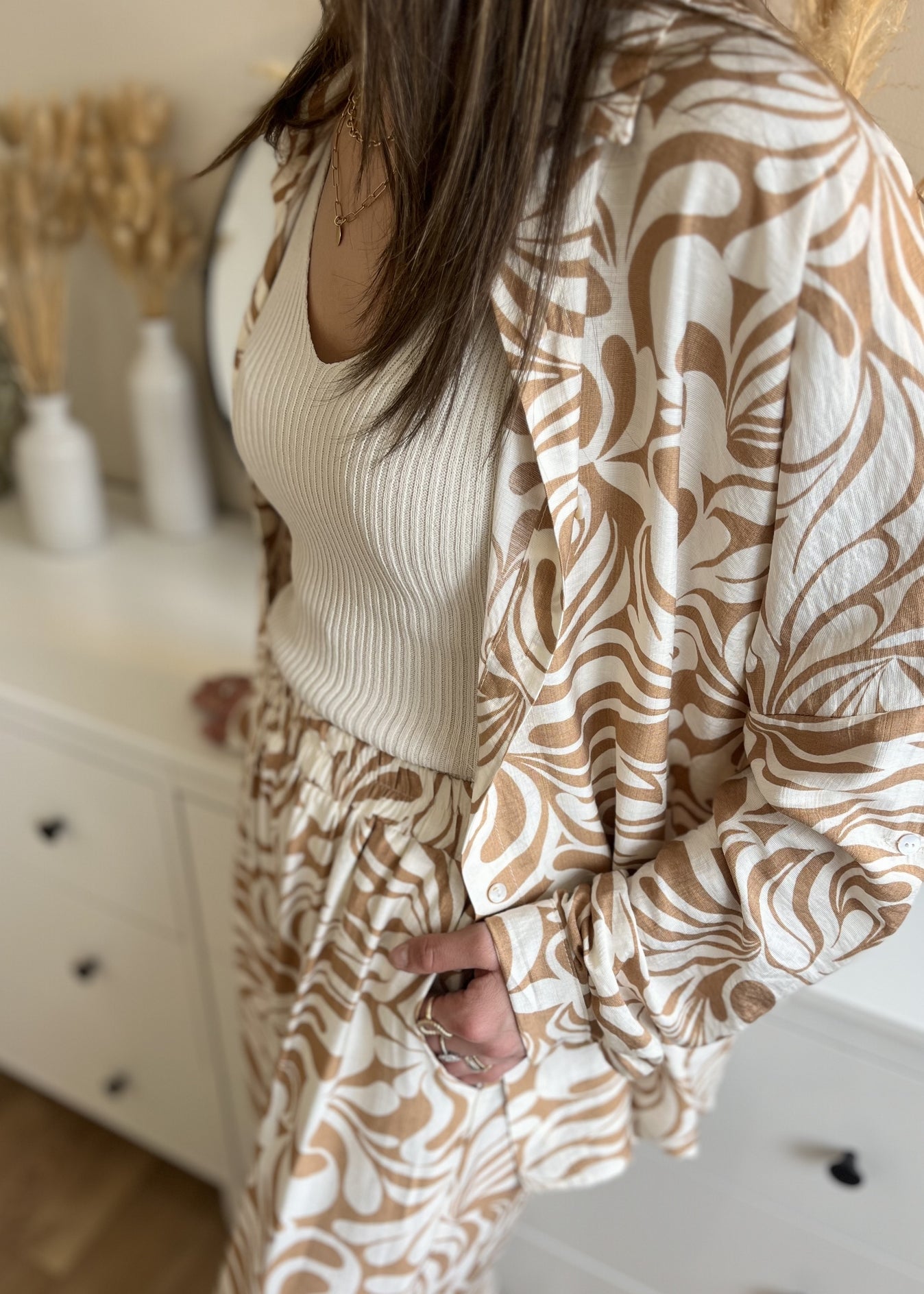 Pantalon fluide avec motifs Pantalon fluide TAUPE IMP