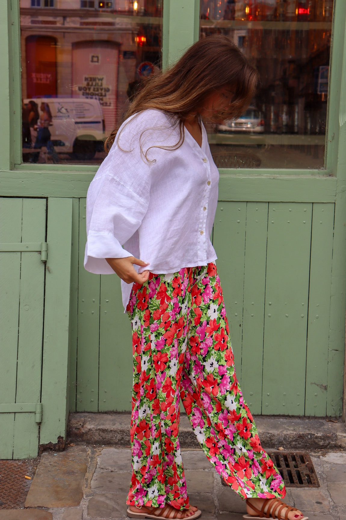 Pantalon fluide imprimé ROUGE