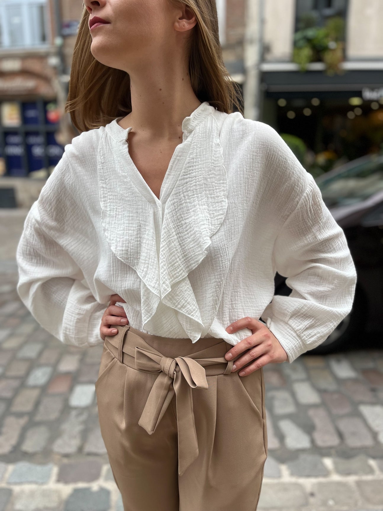 Pantalon large à nouer Layla – coupe fluide CAMEL