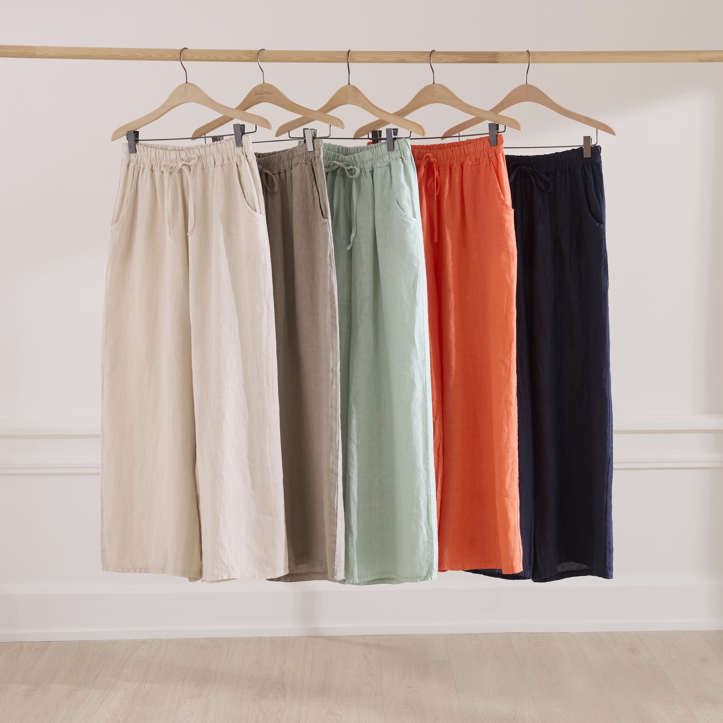 Pantalon large en lin Noémie – taille élastiquée VERT TILLEUL