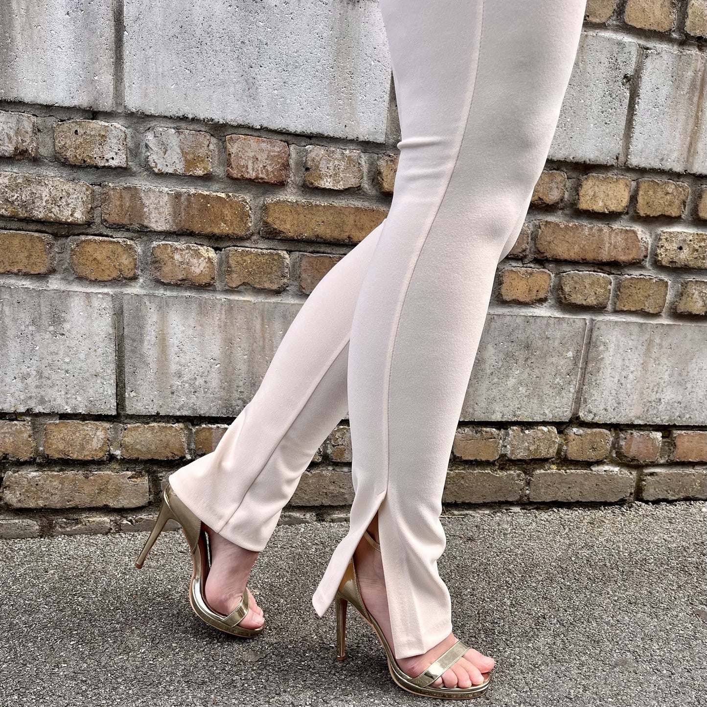 Pantalon skinny uni & insert transparent PORCELLANA