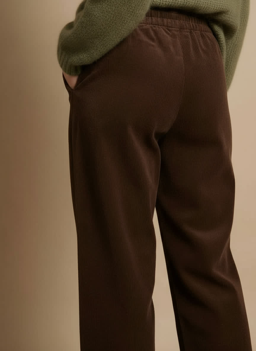Pantalon velours Rosleyne - coupe carotte CHOCOLAT