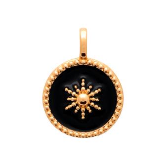 Pendentif plaqué or émail noir