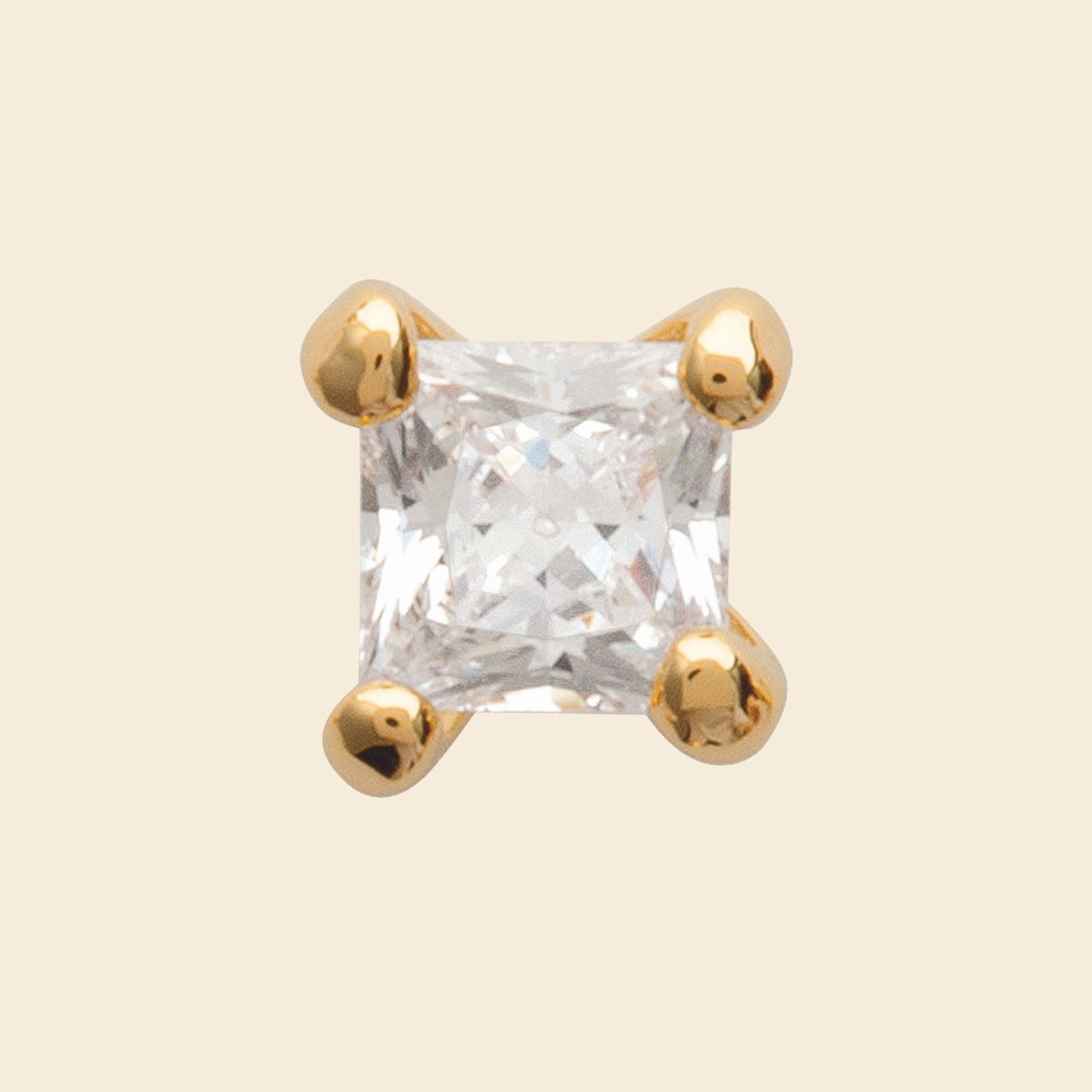 Puce d’oreille carrée - plaqué or & brillants unité