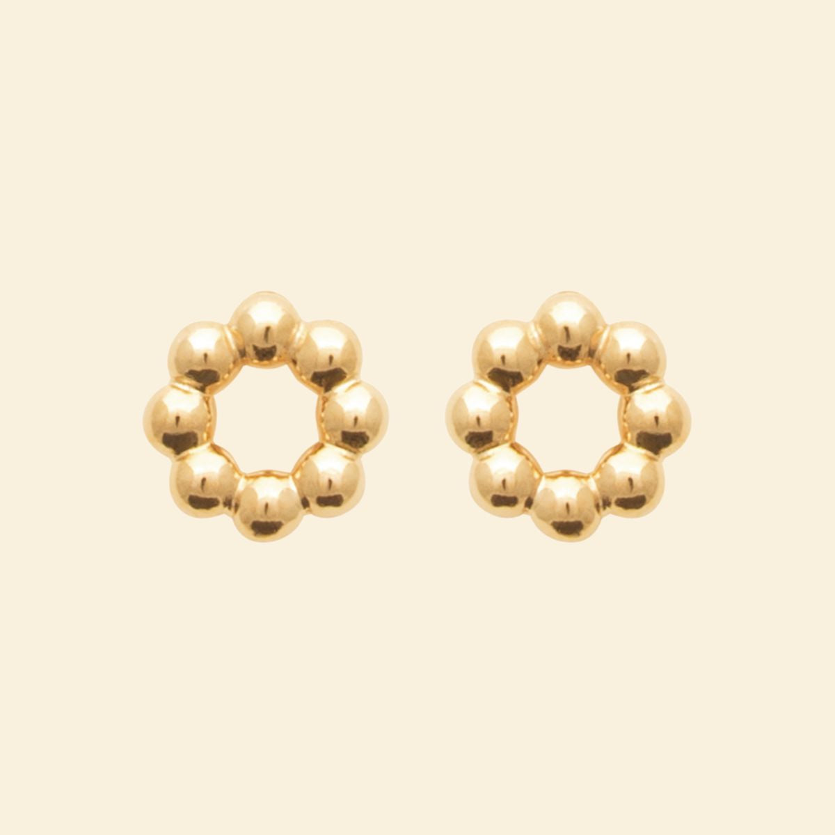 Puces cercle perlé or