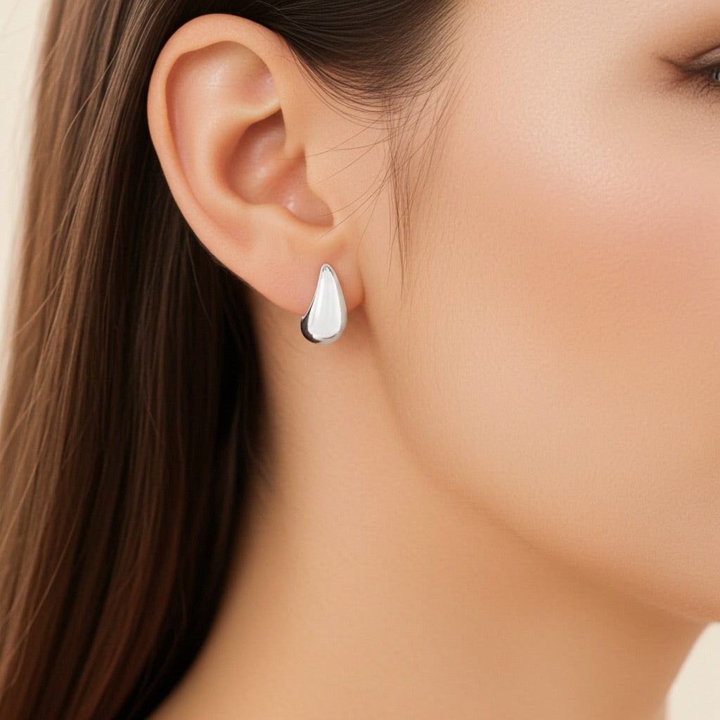 Puces goutte argent rhodié