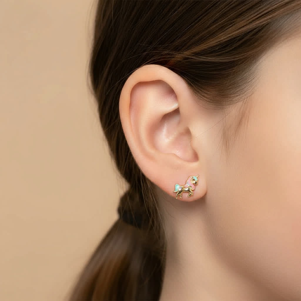 Puces licorne plaqué or