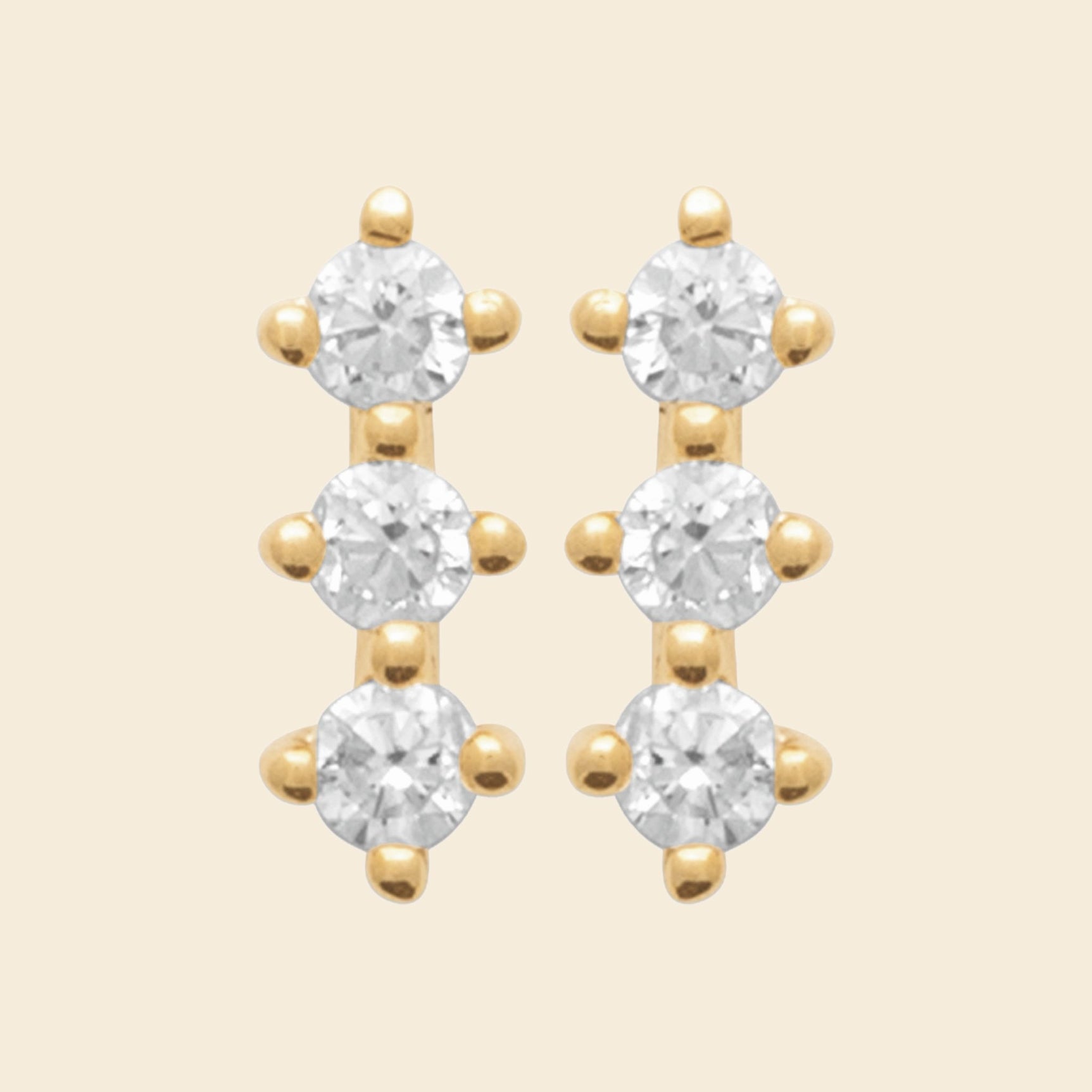 Puces plaqué or zircon - scintillant