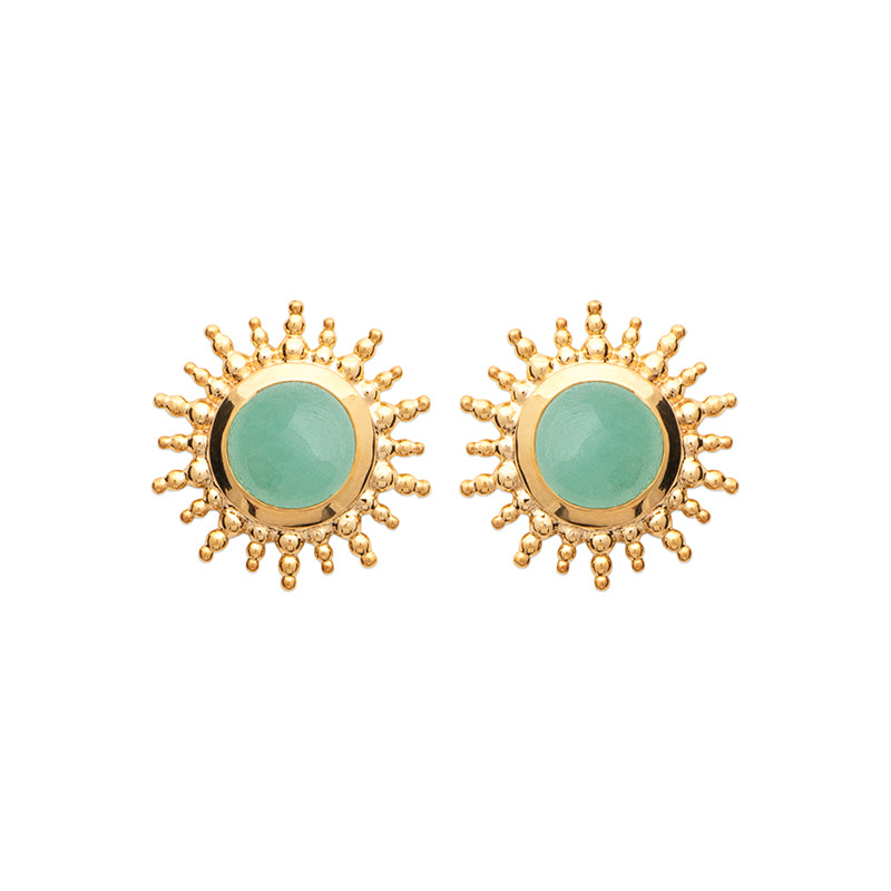 Puces soleil plaqué or & aventurine