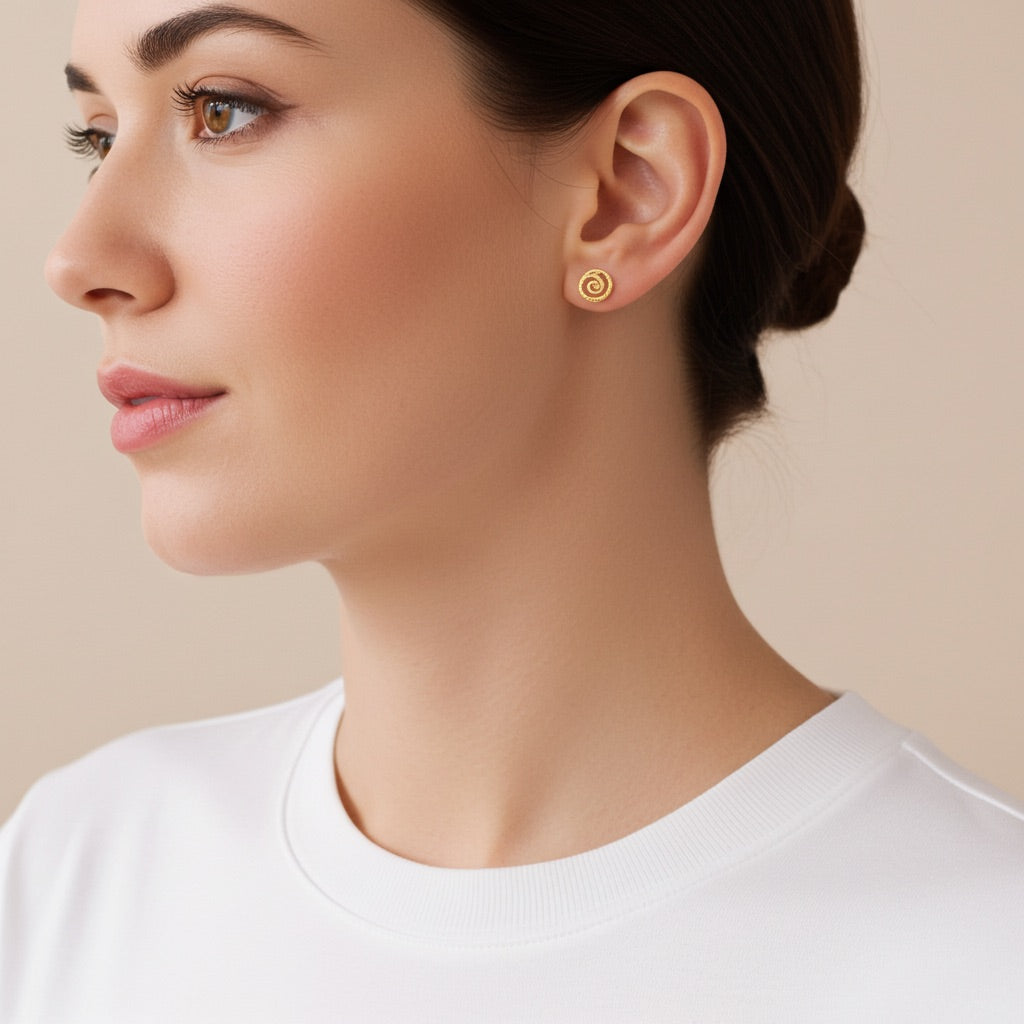 Puces spirale plaqué or – design martelé