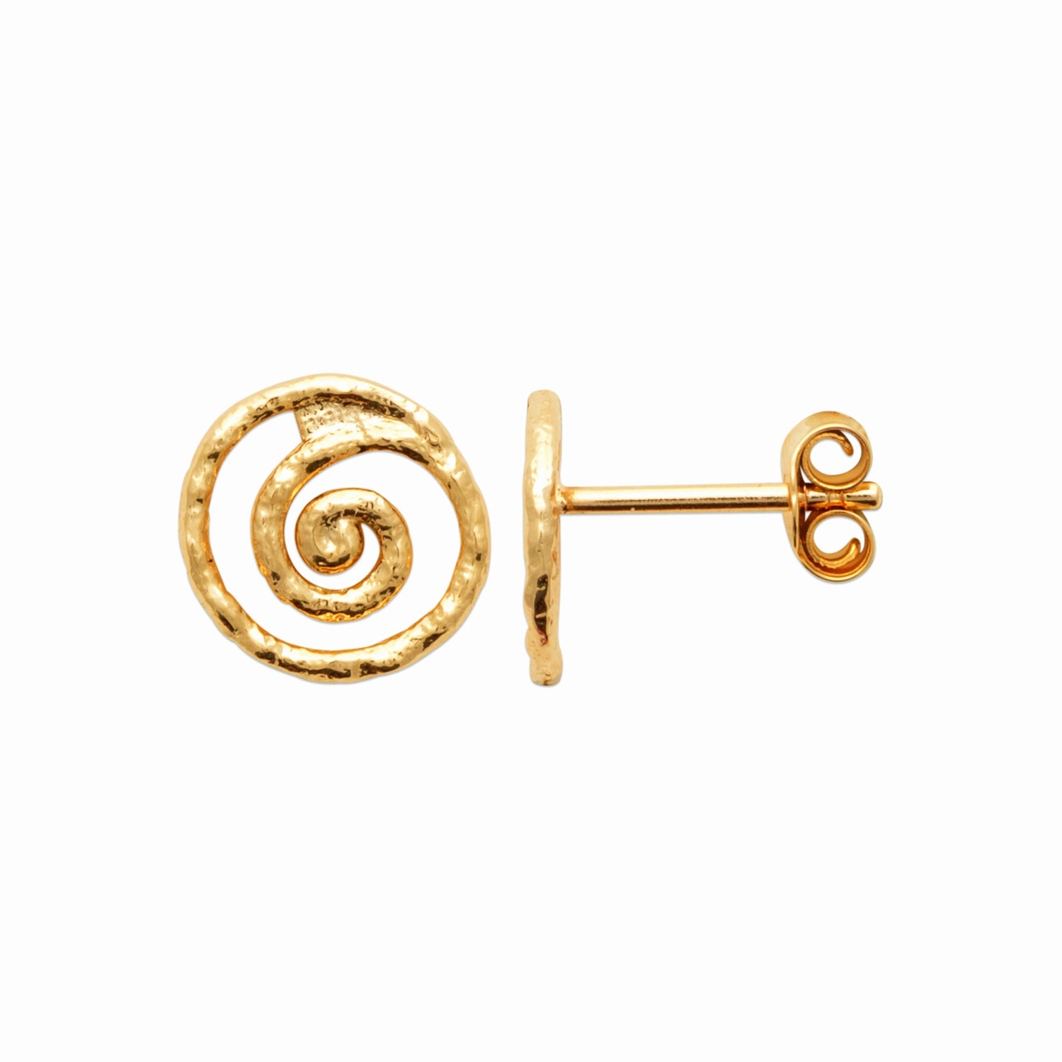 Puces spirale plaqué or – design martelé