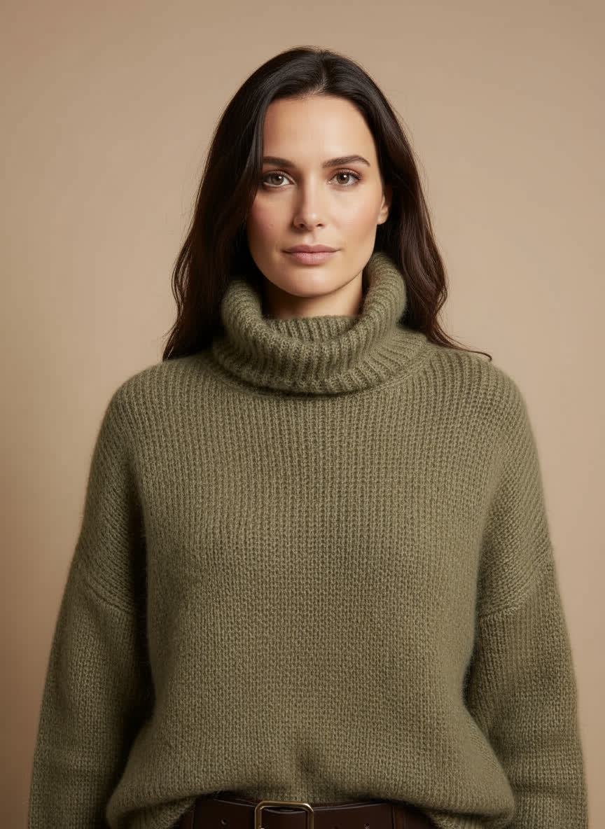 Pull col boule Barbara KAKI