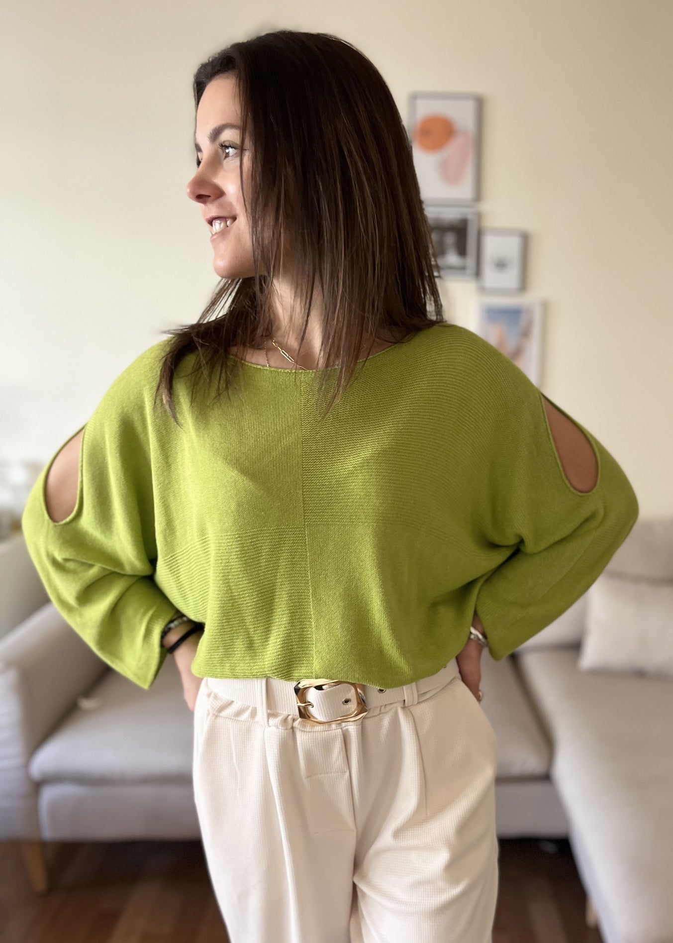 Pull col rond épaule dénudée POMME