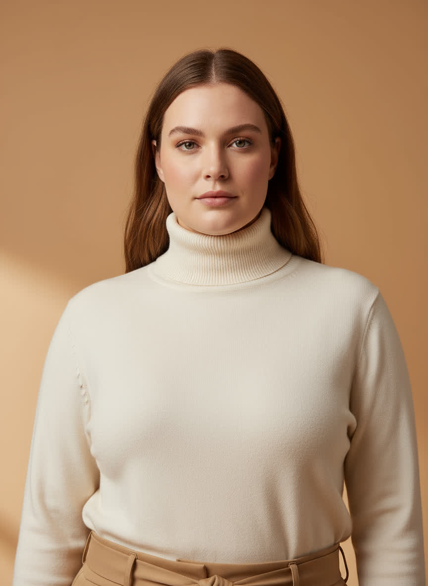 Pull col roulé Ninon - maille douce ECRU