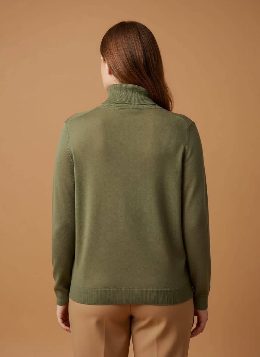 Pull col roulé Ninon - maille douce KAKI