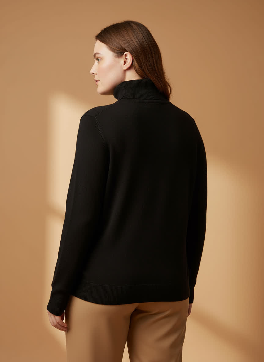 Pull col roulé Ninon - maille douce NOIR