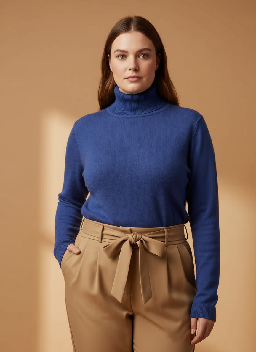 Pull col roulé Ninon - maille douce ROYAL